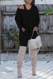 Pink Casual Solid Color V Neck Long Sleeve Two Pieces