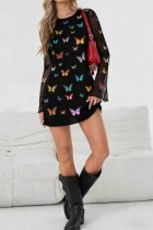 Multicolor O Neck A Line Dresses