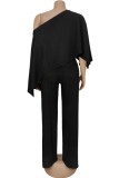 Apricot Casual Solid Color O Neck Half Sleeve Two Pieces