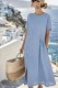 Sky Blue Casual Solid Color O Neck A Line Dresses