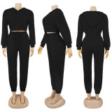 Black Casual Sportswear Daily Patchwork O Neck Long Sleeve Two Pieces