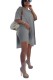 Grey Casual Solid Color O Neck Short Sleeve Two Pieces