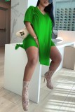Pink Casual Solid Color O Neck Short Sleeve Two Pieces