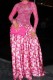 Rose Red Party Formal Prom Irregular Printed O Neck Dresses