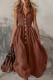 Dark Brown Casual Solid Color V Neck A Line Dresses