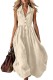 Apricot Casual Solid Color V Neck A Line Dresses