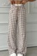 Khaki Casual Daily Plaid Lace Loose High Waist Bottoms