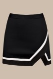 Black Casual Street Contrast Skinny Solid Color Bottoms