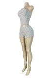 Black Casual Stripe Strapless Sleeveless Two Pieces