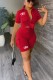 Red Casual Letter Print Turndown Collar Short Sleeve Two Pieces