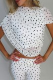 Black Casual Polka Dot Tops
