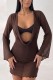 Brown Sexy Casual Leopard Leopard Mesh Dresses