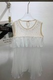 Orange Casual Street Y2k Patchwork Hot Drilling Ruffle O Neck Tops