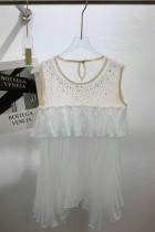 White Casual Street Y2k Patchwork Hot Drilling Ruffle O Neck Tops