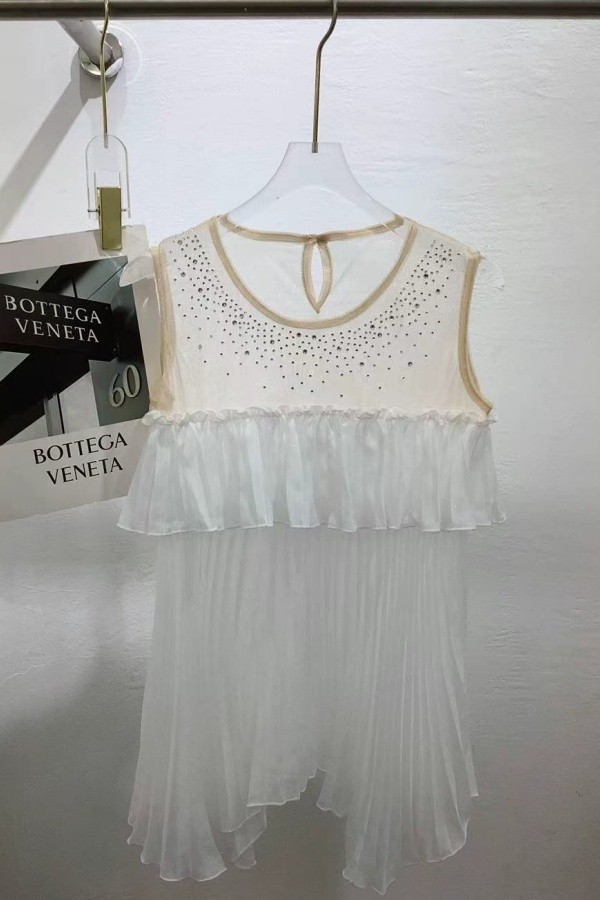 White Casual Street Y2k Patchwork Hot Drilling Ruffle O Neck Tops