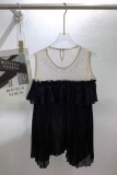 Orange Casual Street Y2k Patchwork Hot Drilling Ruffle O Neck Tops