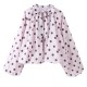 Pink Casual Y2k Polka Dot Pullovers Tops