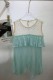 Light Blue Casual Street Y2k Patchwork Hot Drilling Ruffle O Neck Tops
