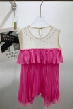 Orange Casual Street Y2k Patchwork Hot Drilling Ruffle O Neck Tops
