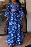 Blue Casual Vacation V Neck A Line Dresses