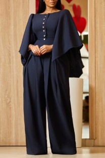 Black Casual Daily Solid Color Half Sleeve Two Pieces