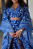 Blue Casual Vacation V Neck A Line Dresses