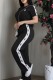 Black Casual O Neck Short Sleeve Two Pieces