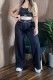 Black Casual Sportswear Daily Solid Color Vests Sleeveless Two Pieces