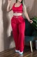 Red Casual Sportswear Daily Solid Color Vests Sleeveless Two Pieces