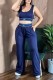Royal Blue Casual Sportswear Daily Solid Color Vests Sleeveless Two Pieces