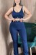 Royal Blue Casual Sportswear Solid Color Sleeveless Two Pieces