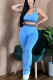 Sky Blue Casual Sportswear Solid Color Sleeveless Two Pieces