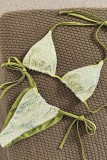 Green Sexy Vacation Pattern Print Swimwears