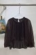 Black Irregular Pleated Irregular Hem O Neck Tops