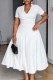 White Plus Size Formal Solid Color V Neck A Line Plus Size Dresses