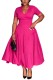 Rose Red Plus Size Formal Solid Color V Neck A Line Plus Size Dresses