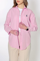 Pink Casual Sportswear Daily Solid Color Cardigan Collar Tops