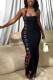 Black Sexy Street Prom Hot Club Halter Wrapped Skirt Dresses