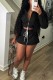 Black Casual Street Sportswear Daily Solid Color V Neck Long Sleeve Two Pieces