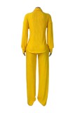 Pink Casual Daily Solid Color Turndown Collar Long Sleeve Two Pieces