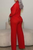 Pink Casual Daily Solid Color Turndown Collar Long Sleeve Two Pieces