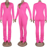 Black Sexy Daily Party Solid Color V Neck Skinny Jumpsuits