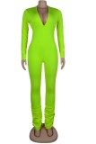 Black Sexy Daily Party Solid Color V Neck Skinny Jumpsuits