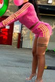 Cyan Sexy Street Sportswear Daily Stripe Draw String Long Sleeve Two Pieces