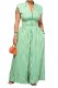 Green Casual Street Daily Stripe V Neck Regular Jumpsuits