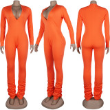 Black Sexy Daily Party Solid Color V Neck Skinny Jumpsuits