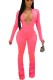 Pink Sexy Daily Party Solid Color V Neck Skinny Jumpsuits