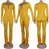 Black Sexy Daily Party Solid Color V Neck Skinny Jumpsuits