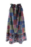 Navy Blue Casual Colorblock Print Halter A Line Dresses