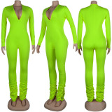 Black Sexy Daily Party Solid Color V Neck Skinny Jumpsuits